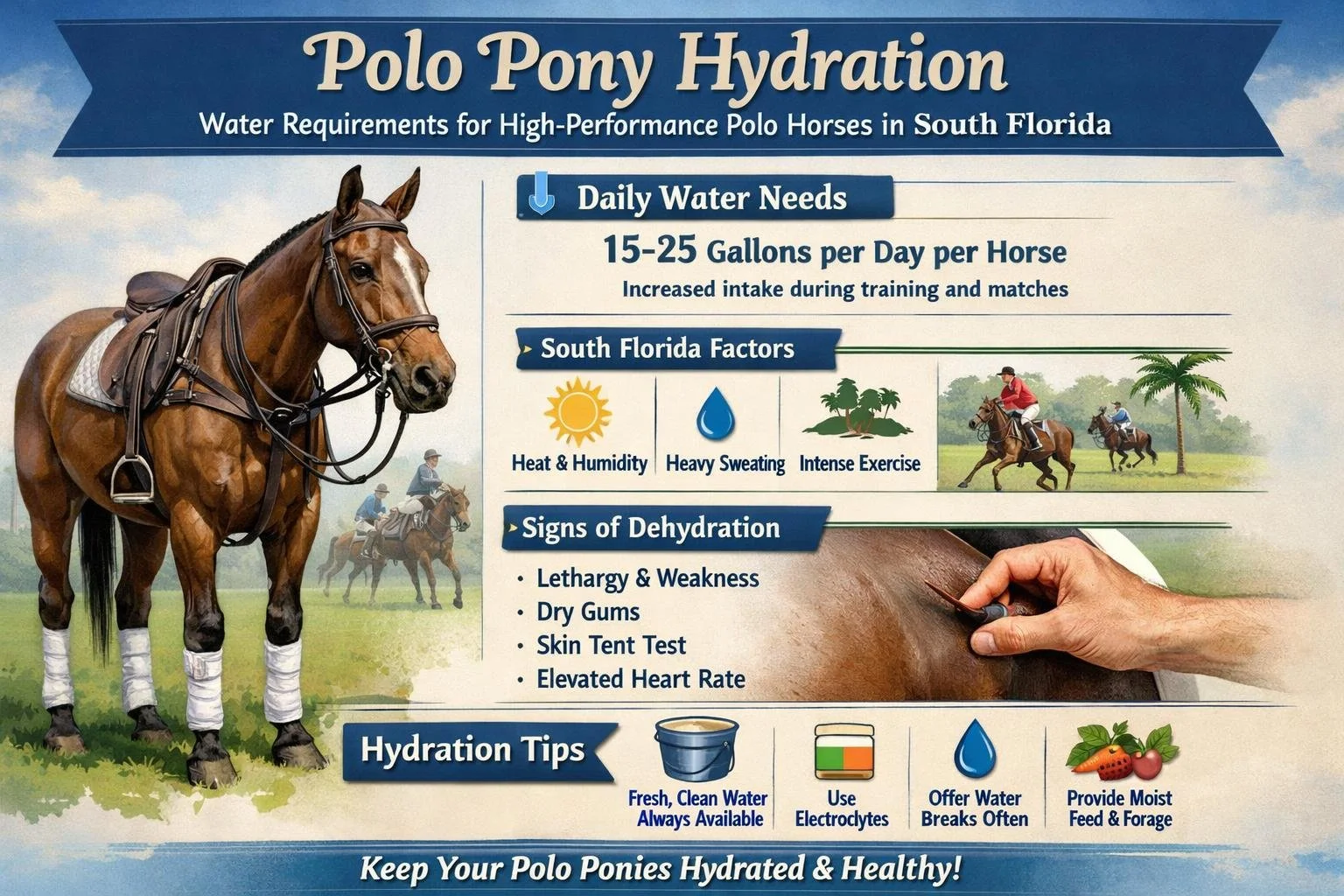 Polo Pony Hydration: Water Requirements for High-Performance Polo Horses in South Florida