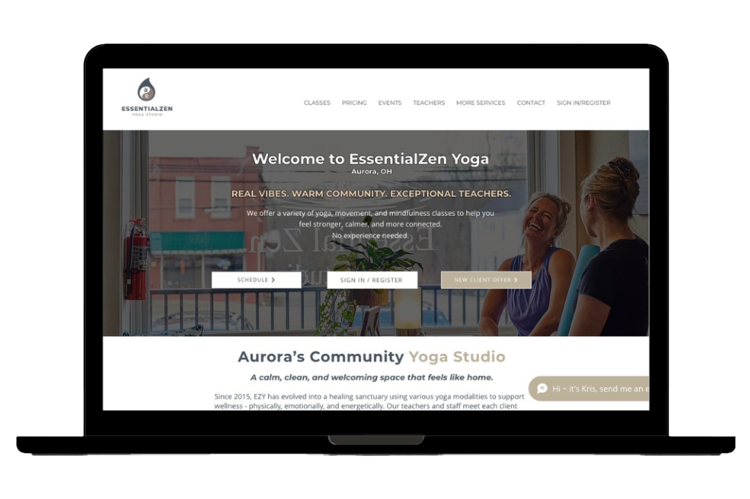 EssentialZen Yoga Website Mockup