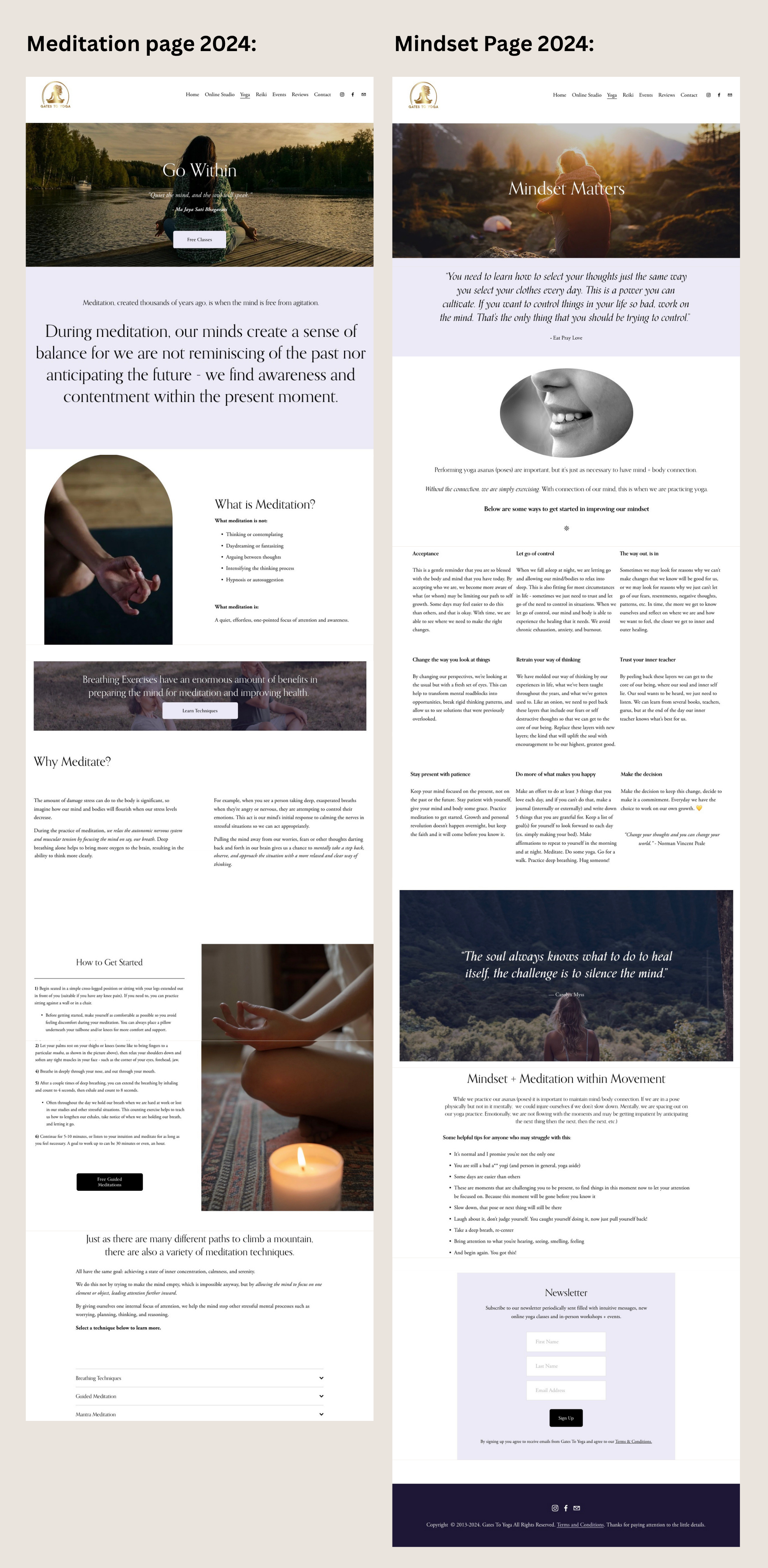 Gates To Yoga Website 2024 Version Meditation & Mindset Pages