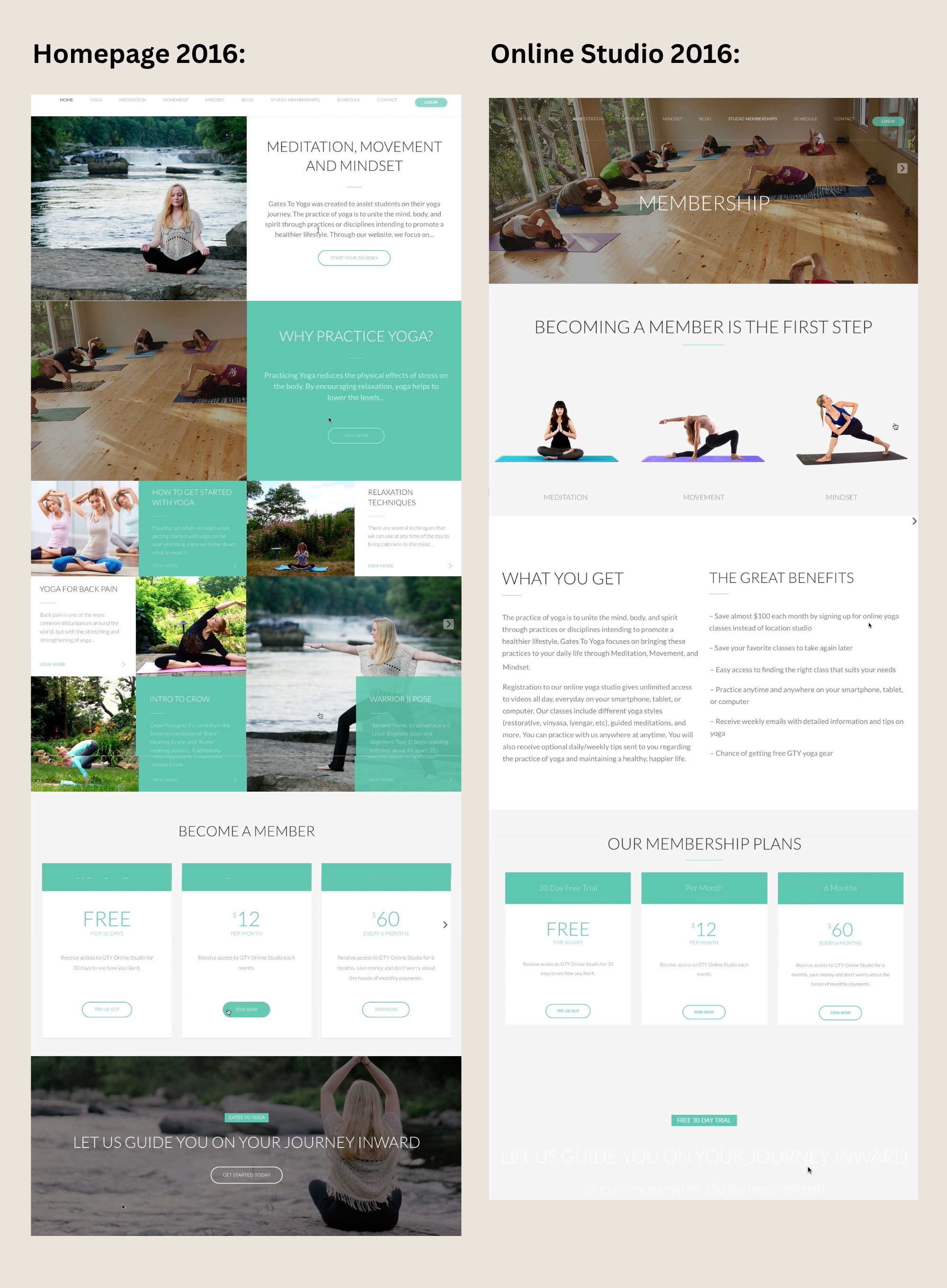 Gates To Yoga Website 2016 Version Homepage & Online Studio