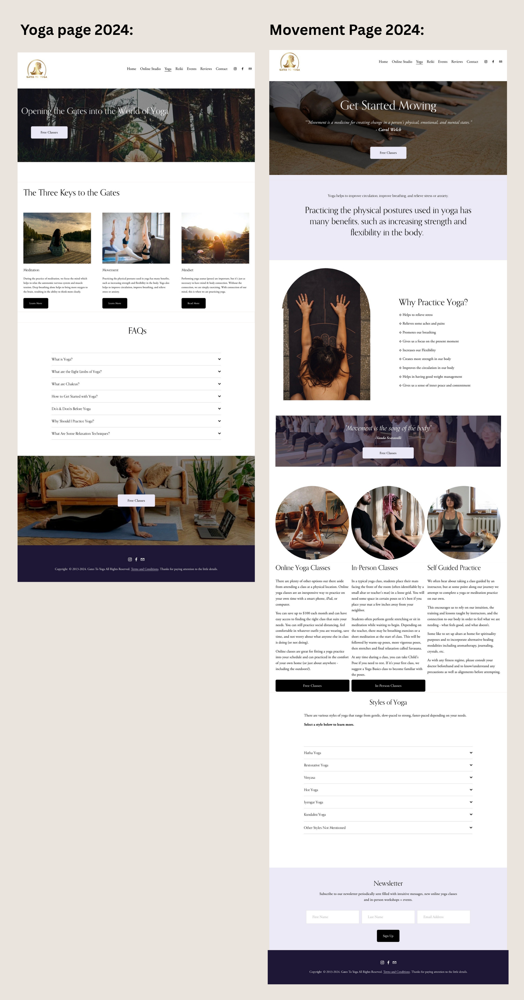 Gates To Yoga Website 2024 Version Yoga & Movement Pages