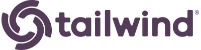 Tailwind logo with a stylized swirl icon and the text 'tailwind' in purple.