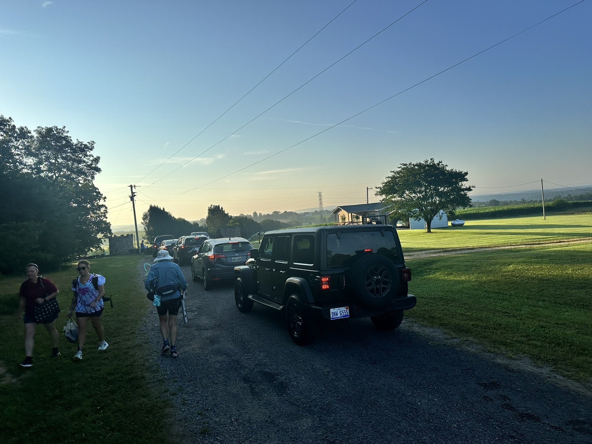 Cars arriving at Castle Rock Farm to Wednesday morning.