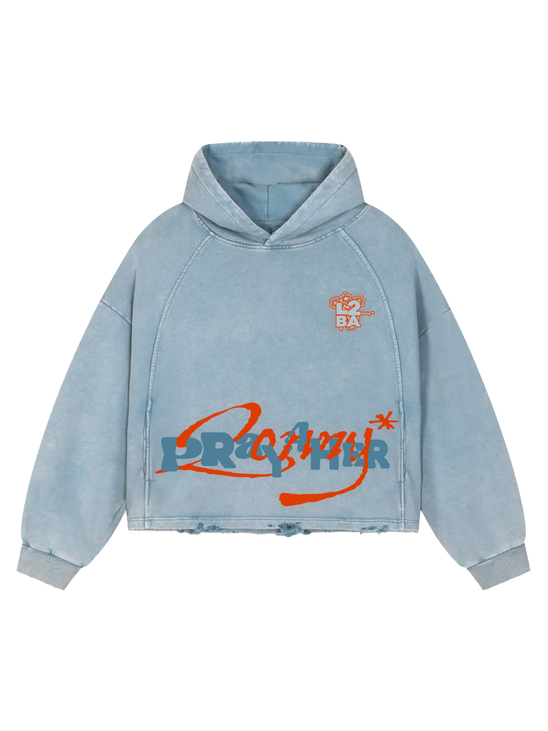 HARMMONEY PRAY 4 HER Blue Puff Print Streetwear Hoodie