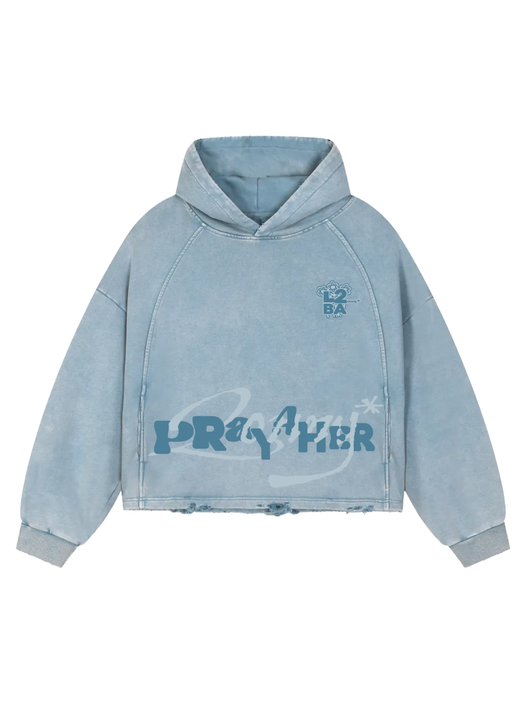 HARMMONEY PRAY 4 HER Blue Puff Print Streetwear Hoodie