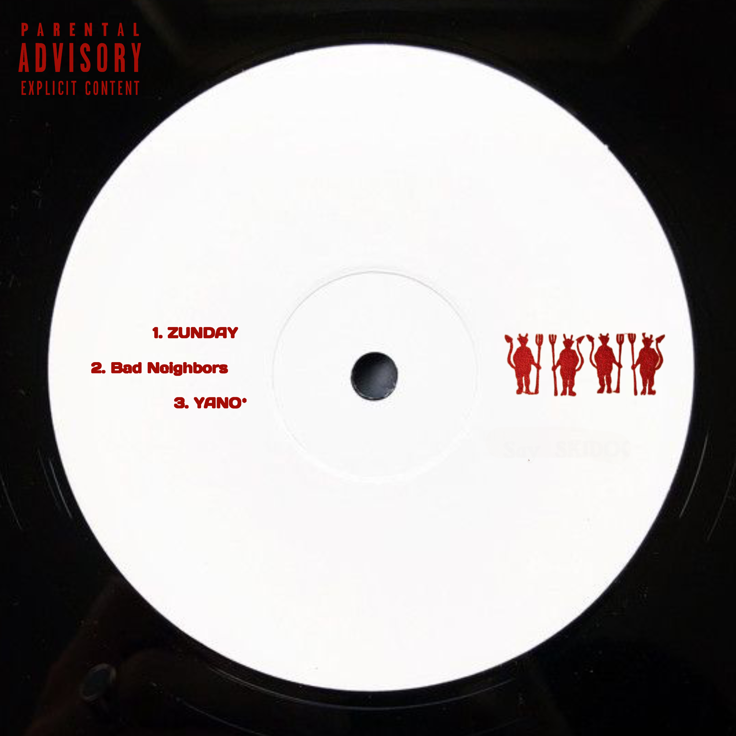 IIWII Vol.2 Cover Art. White vinyl record with red text elements on a black background.