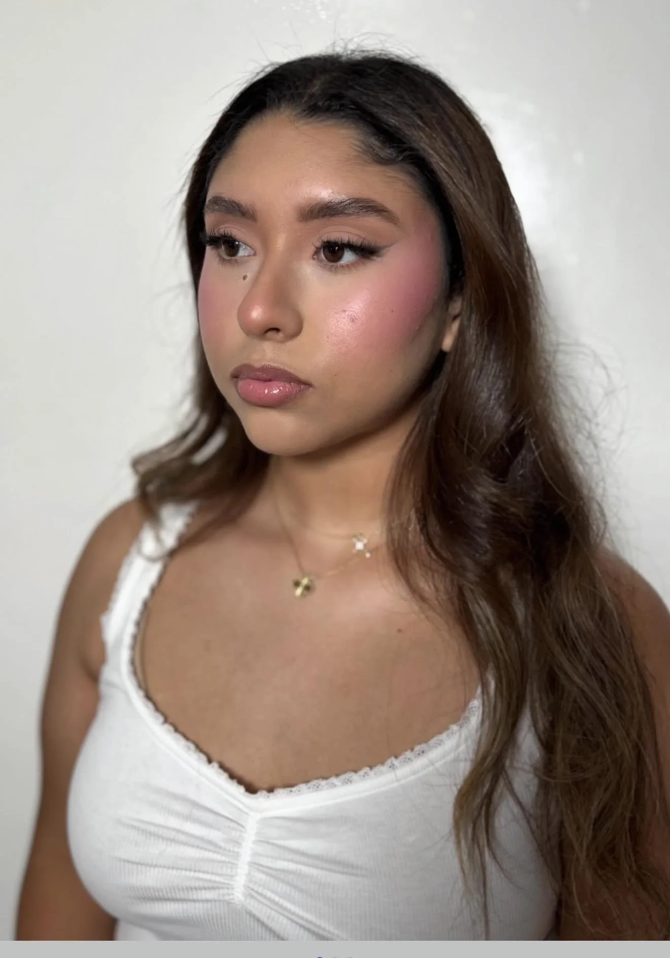 Los Angeles bridal makeup artist Jackie Romero creating soft glam wedding makeup for a bride