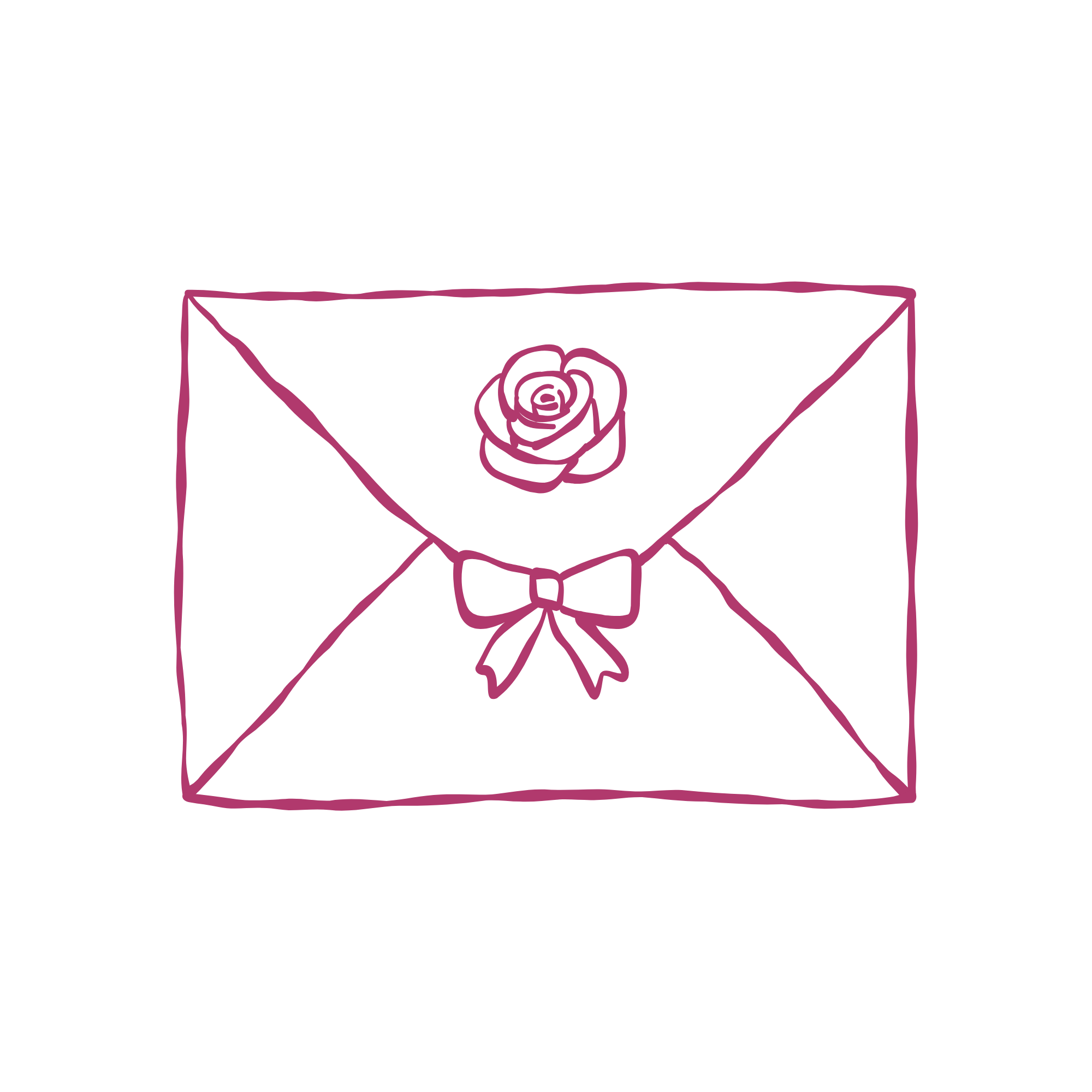 A drawing of an open gift box with a ribbon and a flower inside.