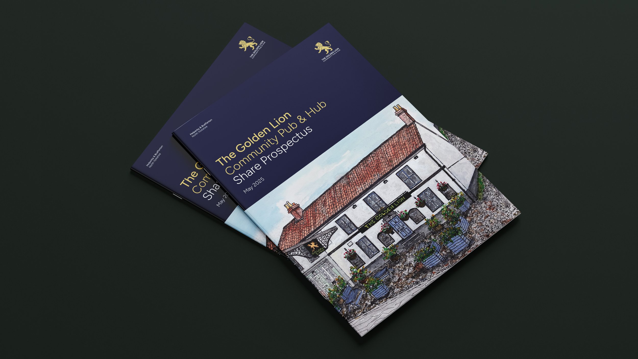 Two covers of The Golden Lion community pub share prospectus