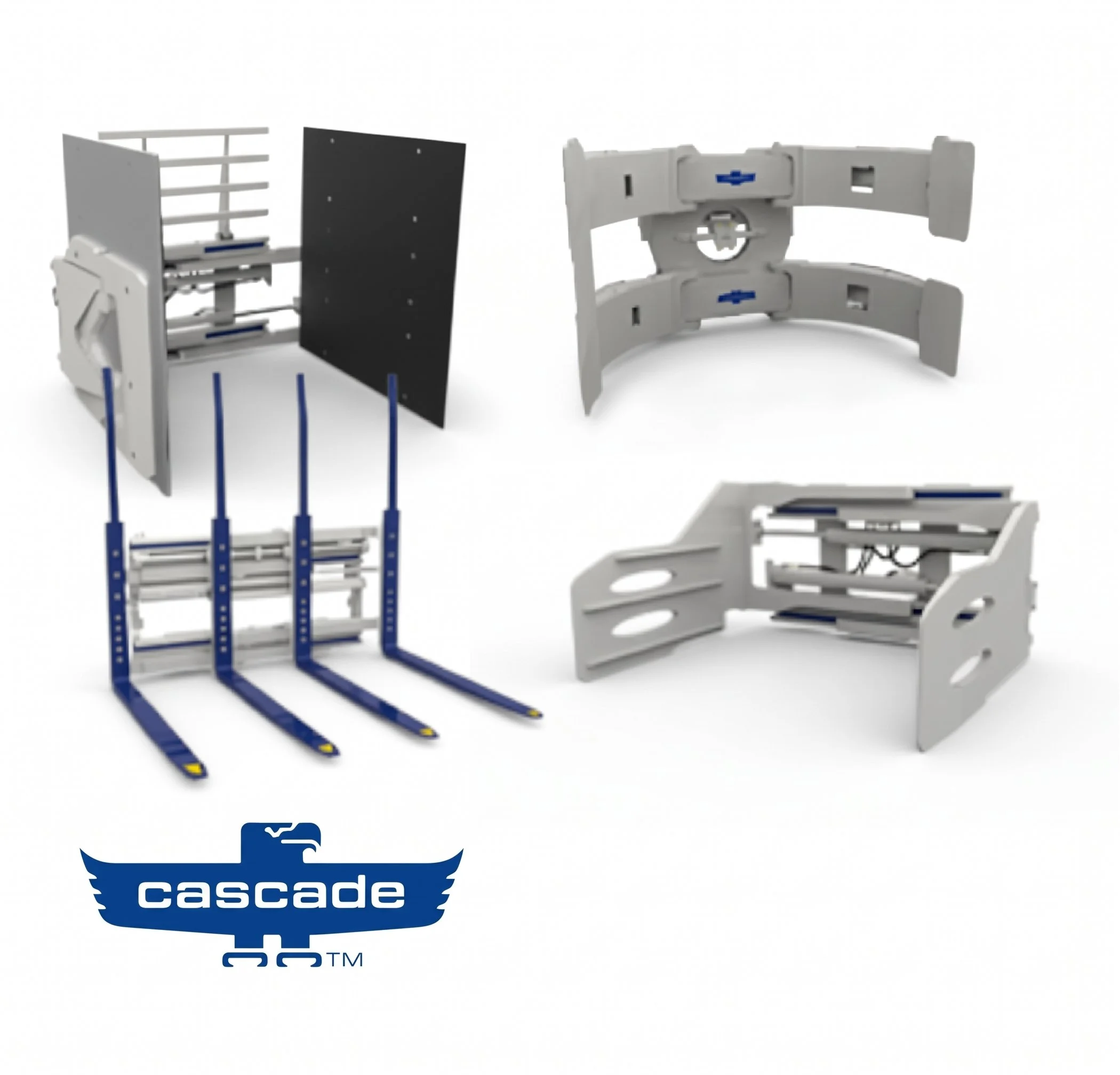 Forklift attachments, clamps, rotators, bail clamp, Lanz forklift attachments