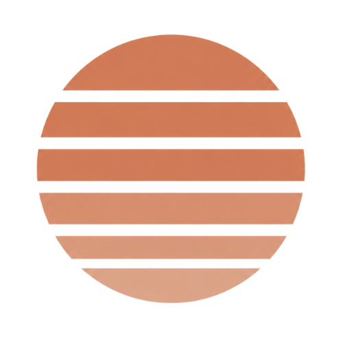 A sun pattern with horizontal color bars, including shades of orange