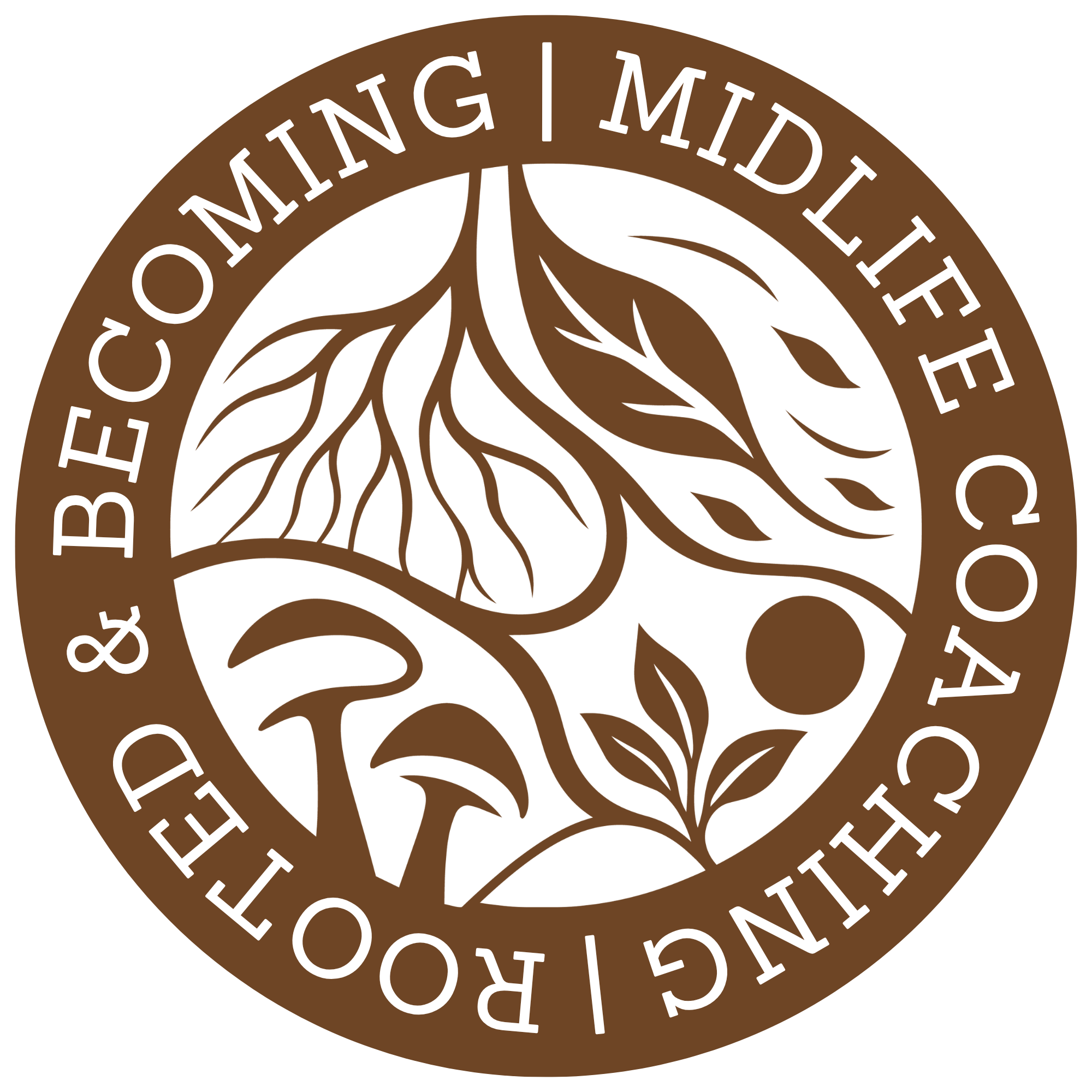 Circular brown-and-white logo featuring stylized leaves and the text “BEFORE COMMITMENT” around the edge.