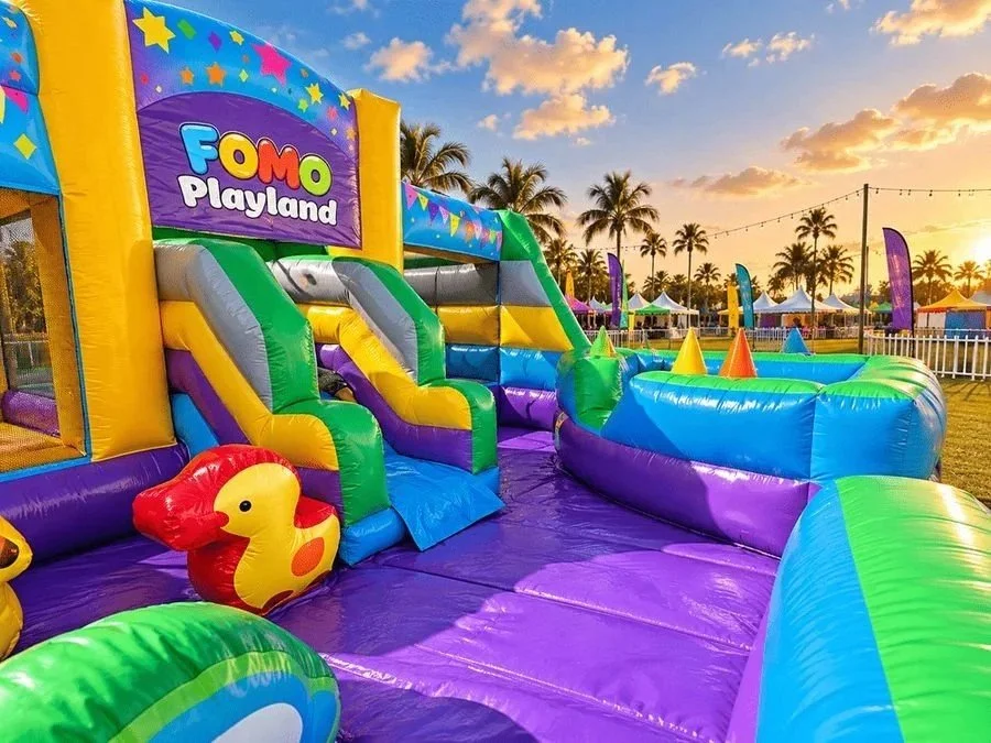Colorful inflatable bounce house playland
