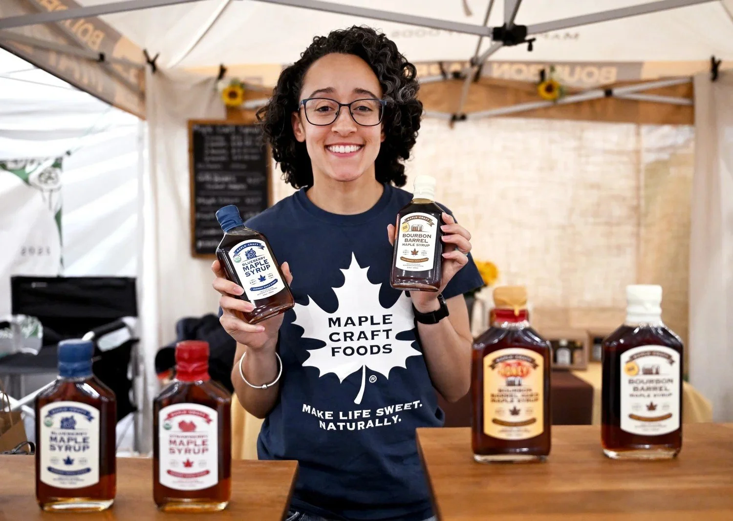 A maple syrup maker at the Spring Craft Festival