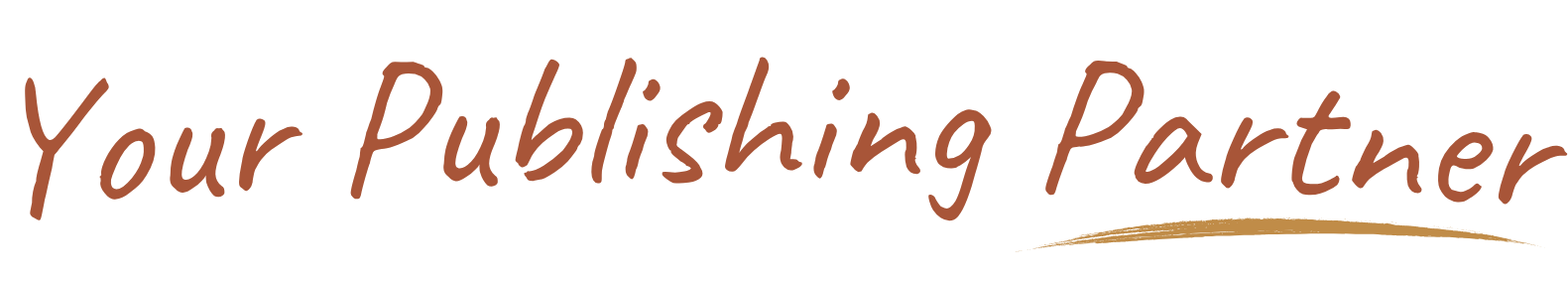 A logo with the text 'Your Publishing Partner' in brown, handwritten-style font, with a gold curved underline.