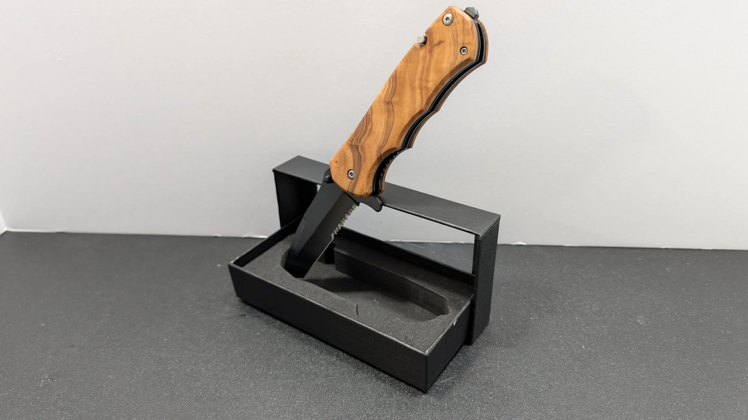 Custom Laser-Engraved Wooden Tactical Pocket Knife