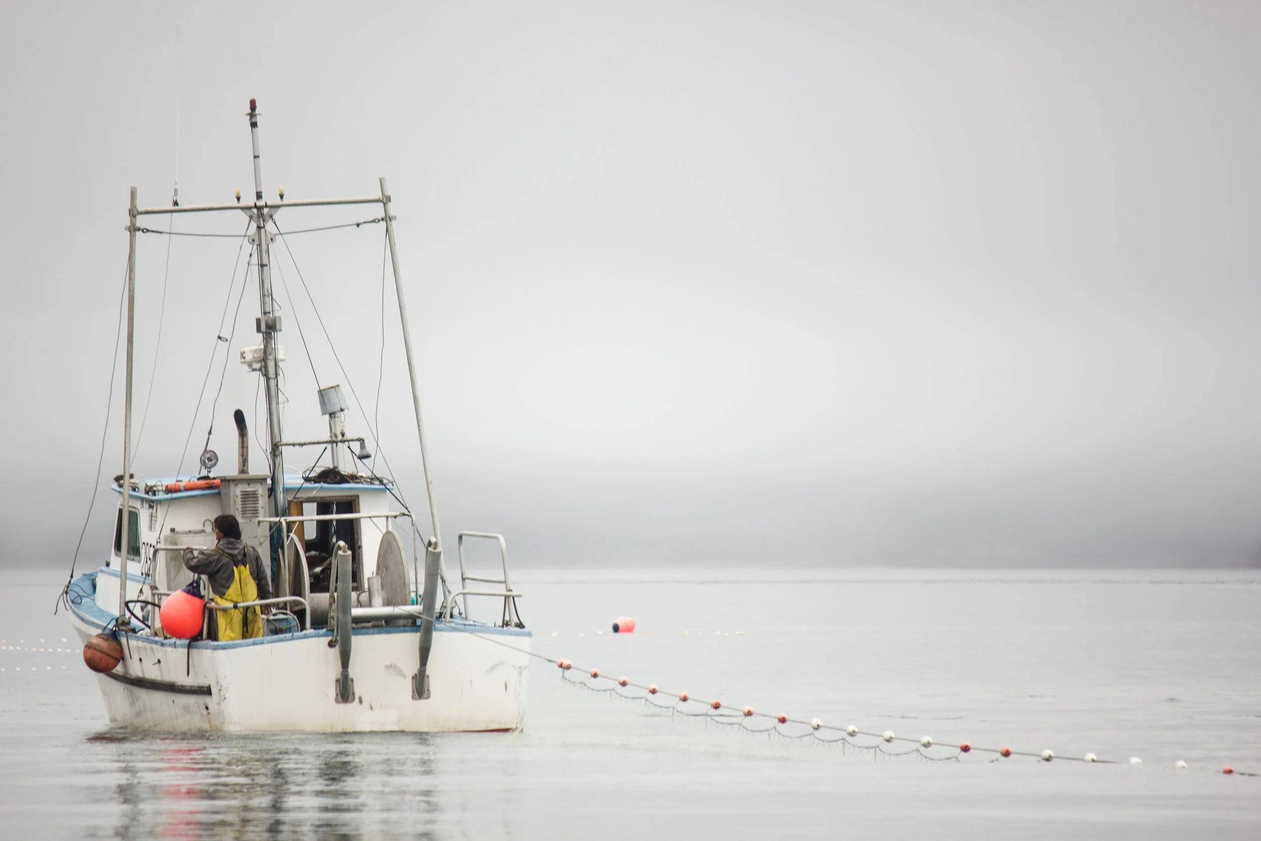 A fishing boat in the BC mist