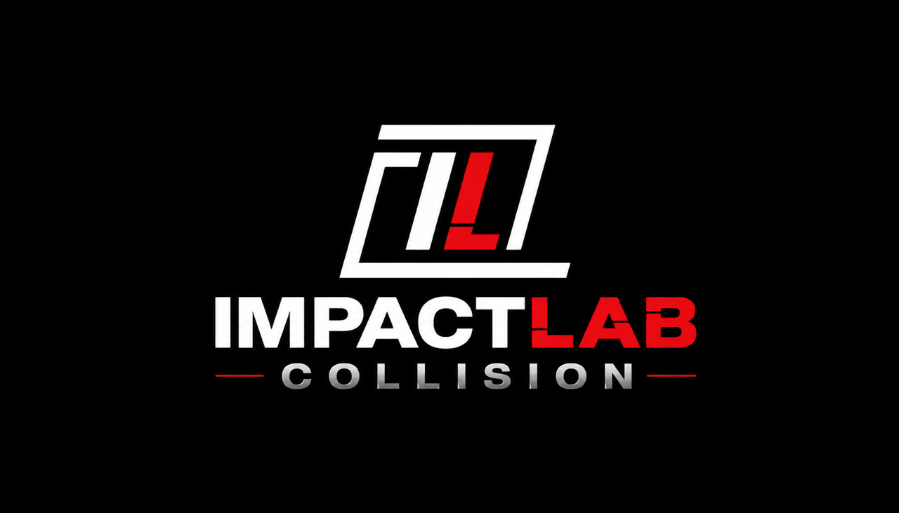 Logo for Impact Lab Collision featuring stylized 'IL' within a slanted rectangle, with the words 'IMPACT LAB' in bold white and red text and 'COLLISION' in gray below, set against a black background.