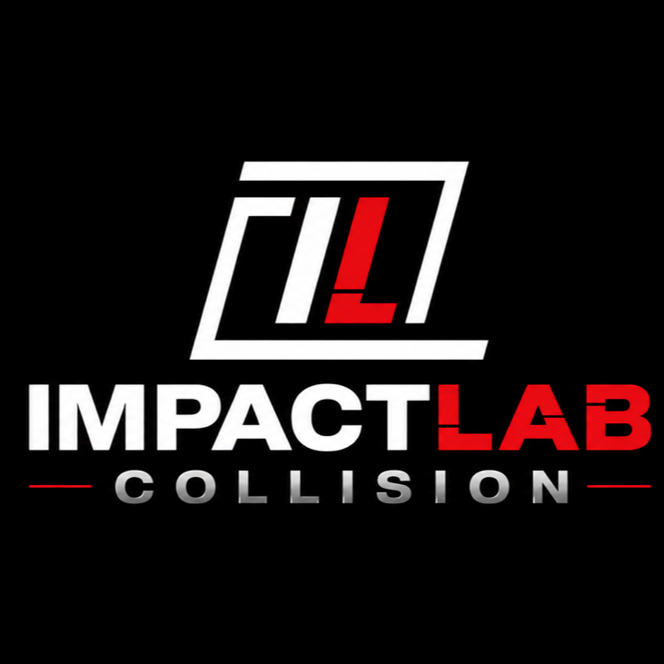 Logo for Impact Lab Collision featuring stylized cornered 'IL' letters in red and white, with bold white and red text for Impact Lab and Collision on a black background.