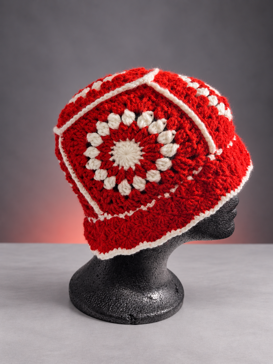 Red and white sunburst crochet bucket hat-3.png
