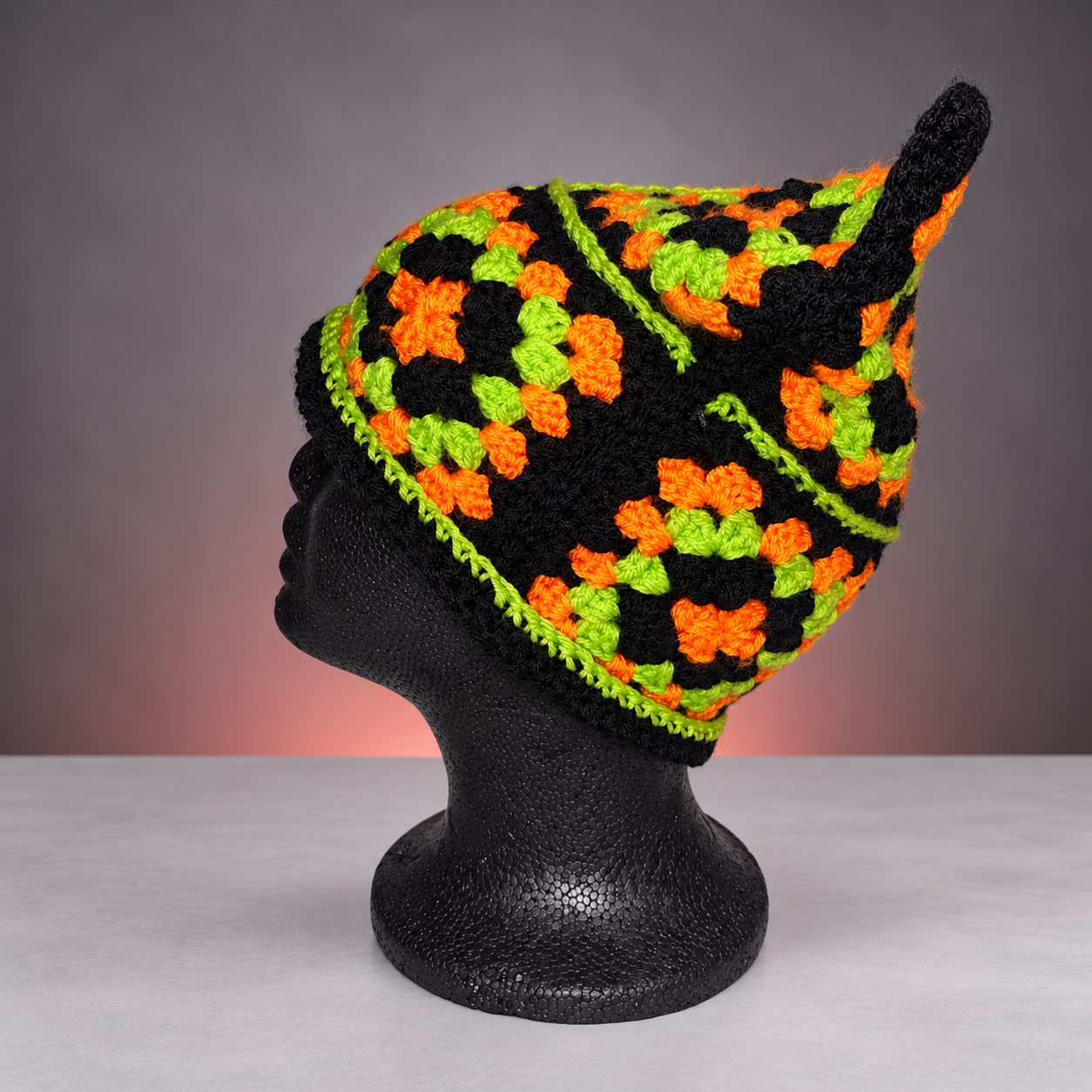 AUB Spooky Granny Square Ear Beanie