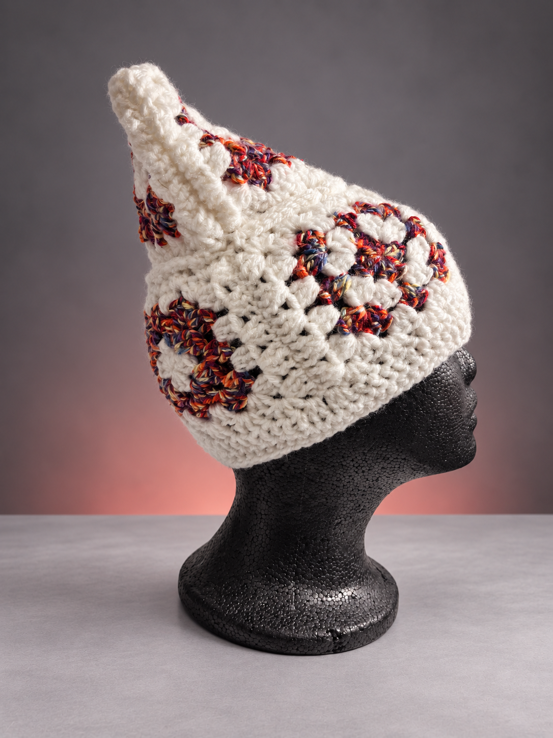 White variegated granny-square ear beanie-3.png
