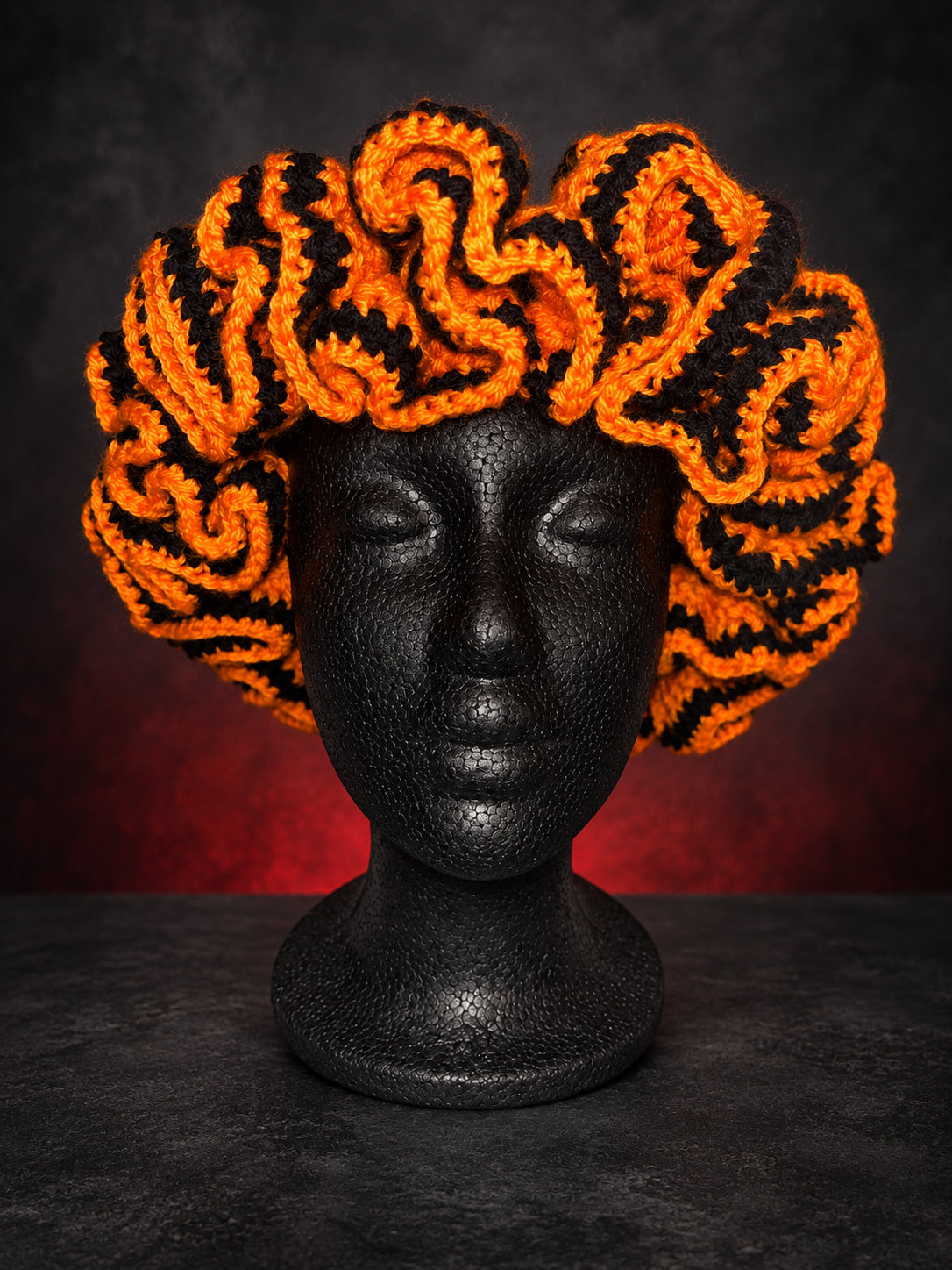 AUB Orange & Black Ruffle Bucket Hat