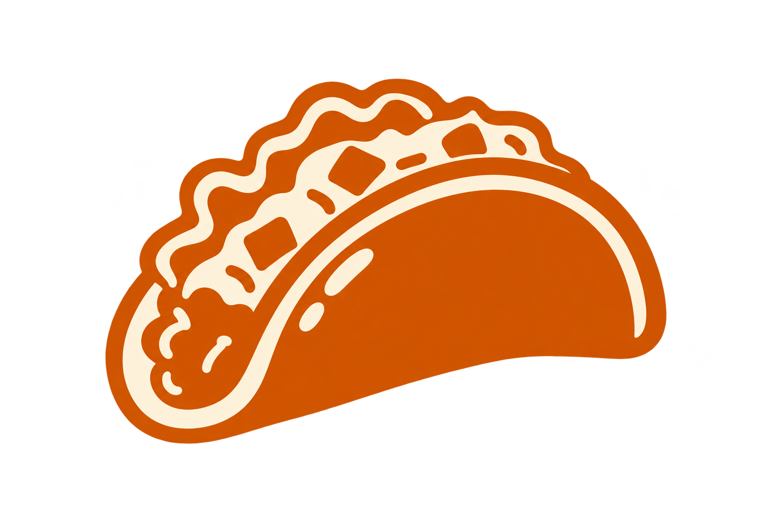 Illustration of a taco with ground beef, lettuce, cheese, and toppings in a stylized, minimalist design.