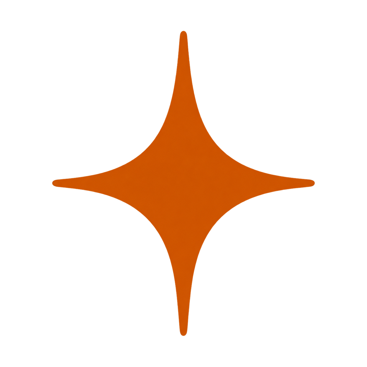 Orange star-shaped logo with rounded points on a black background.