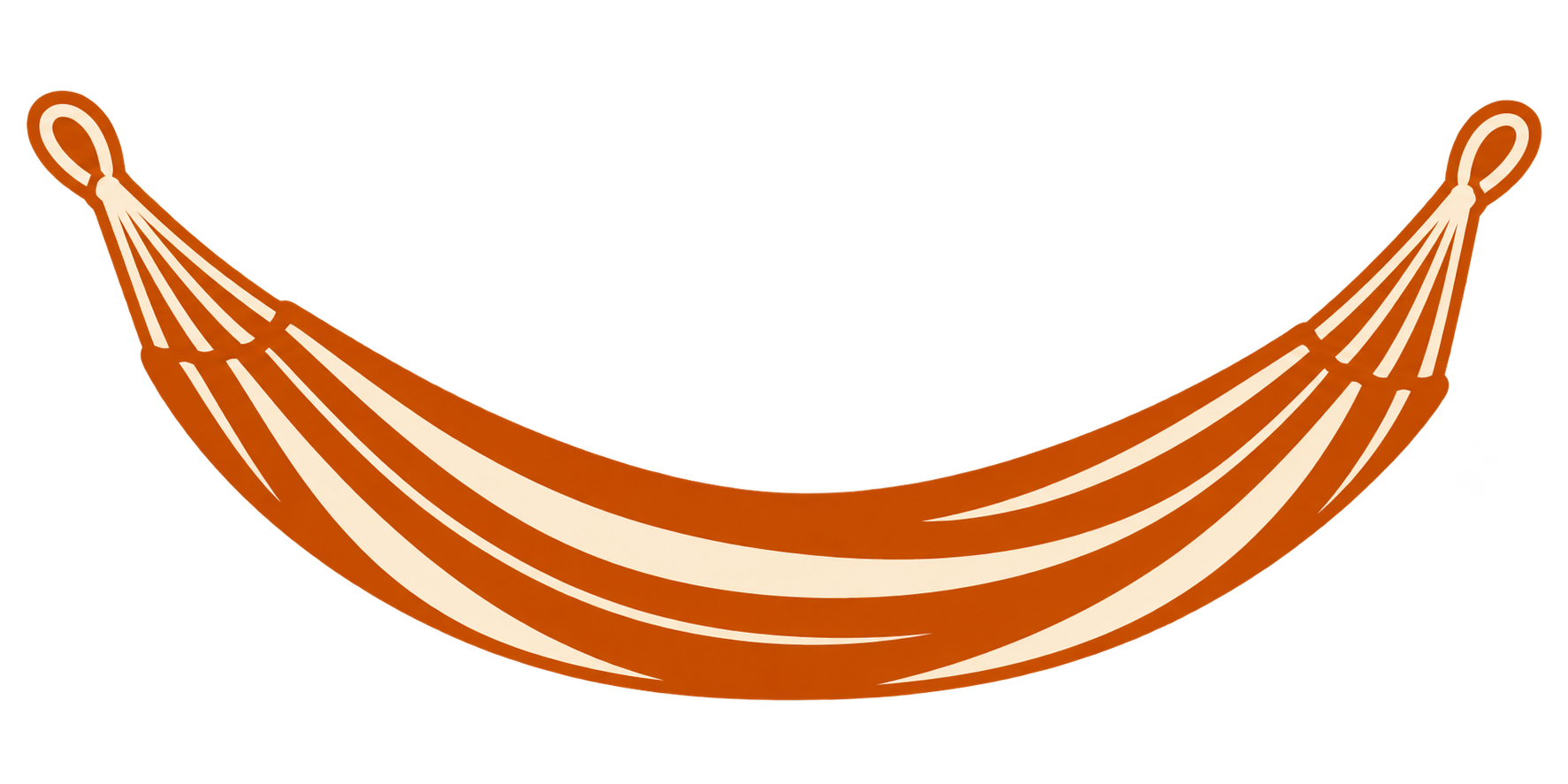 A stylized hammock with brown and beige stripes