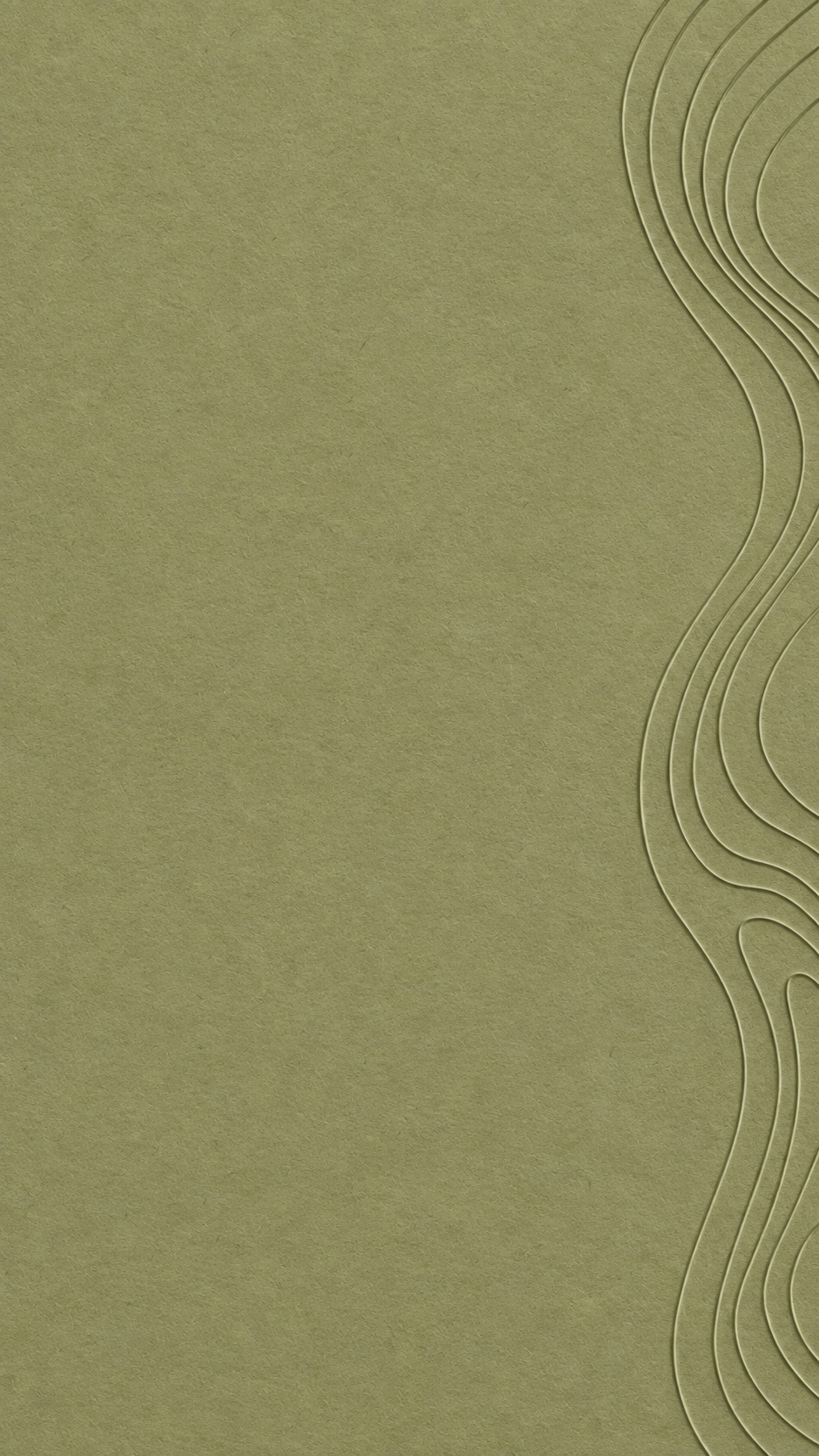 Close-up of a textured, olive-green surface with topographical line patterns on the right side.