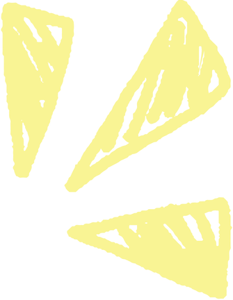 Three triangular highlighter marks on a transparent background all pointing to the same point in the center