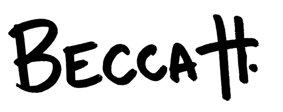 Black handwritten text spelling 'Becca H' on a white background.