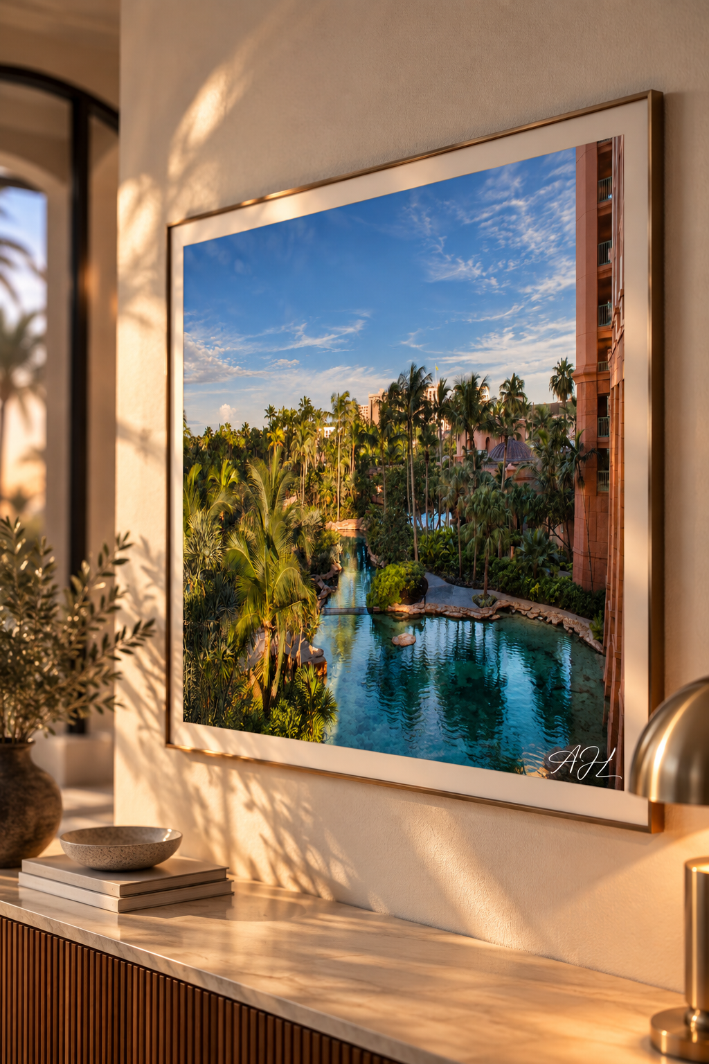 Sunlit Tropical Resort Framed Art.png