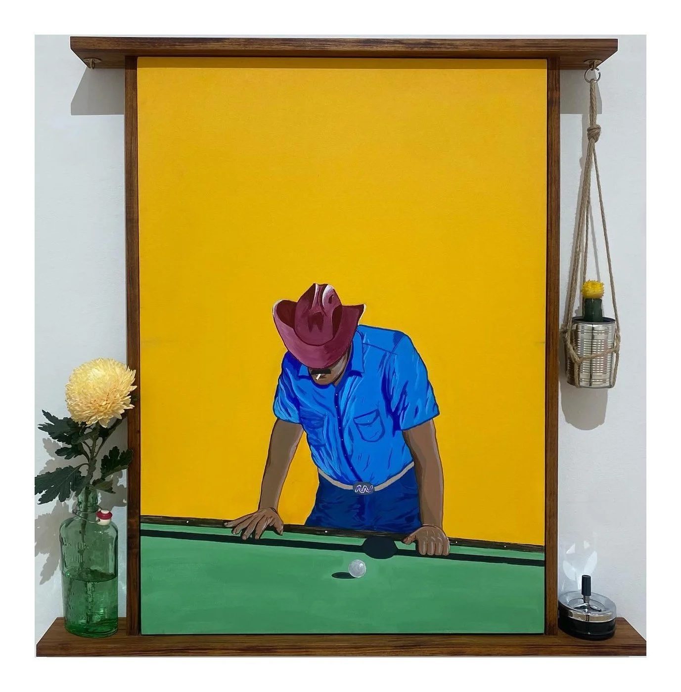 Momma Tried
2023. Acrylic on canvas, hand-built Tasmanian oak frame, 40 x 40 in framed; canvas 38 x 27 in.