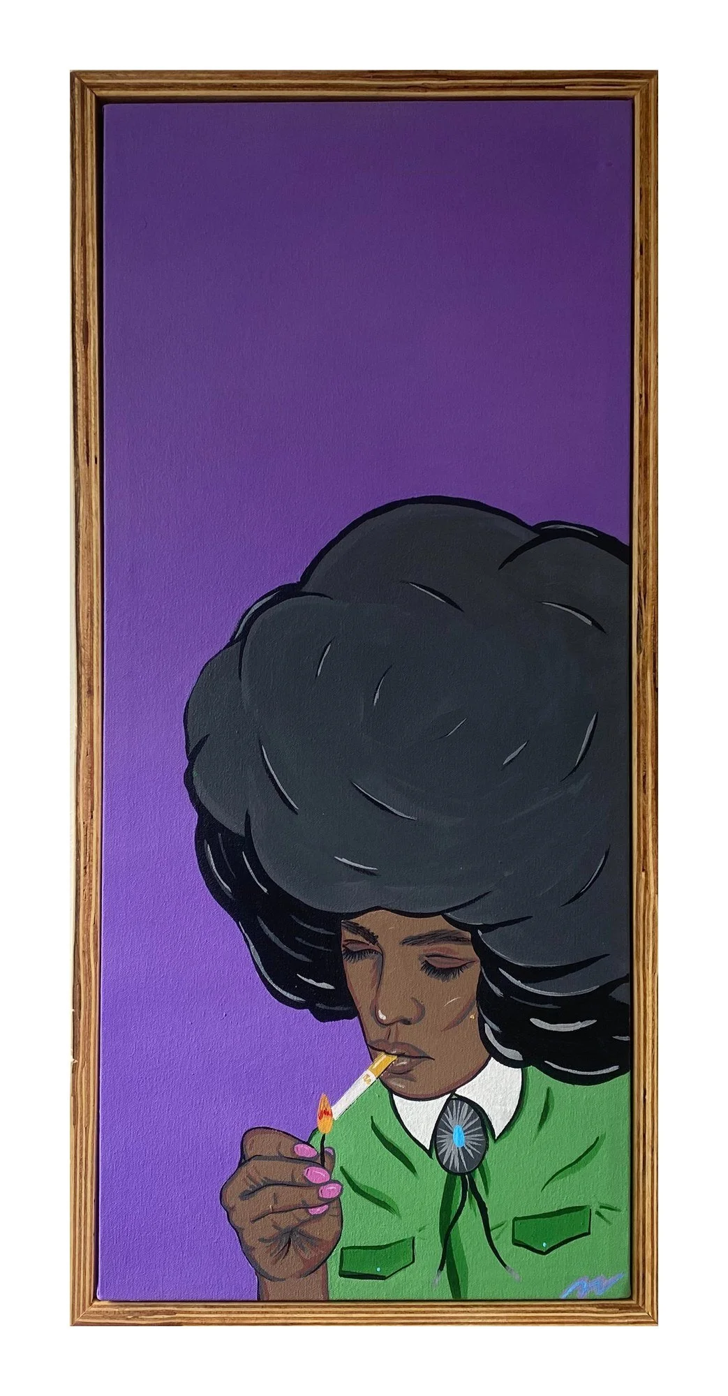 Broomhilda
2023. Acrylic on canvas, reclaimed wood frame, 31 x 15 in.