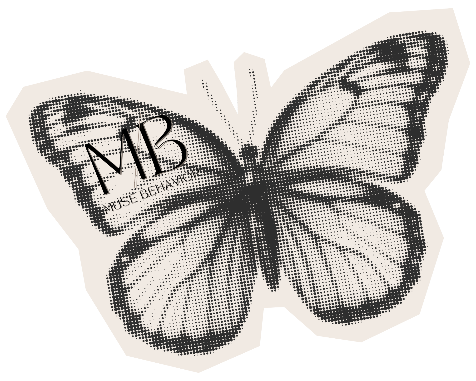 A black-and-white halftone illustration of an open book with the words "MD MUSE BEHAVIOR" written on it.