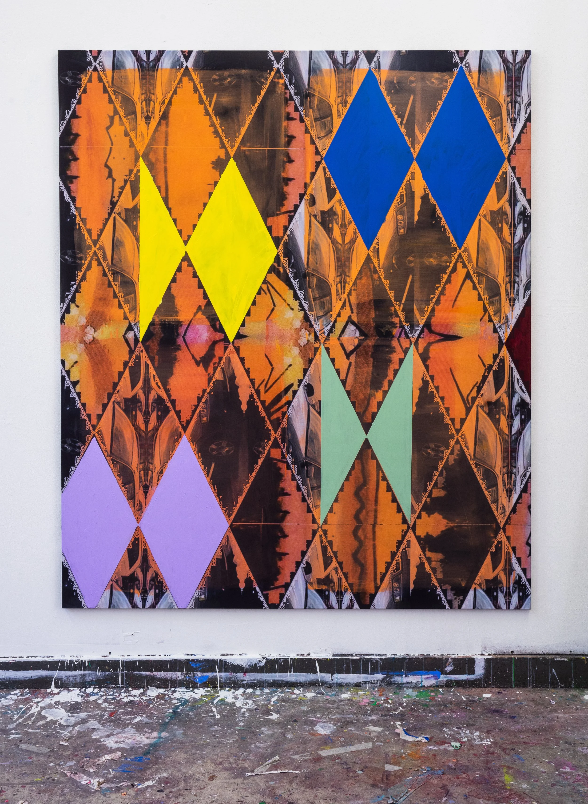 Save trees eat a beaver- 190cmx160cm -acrylic paint on printed fabric - 2021