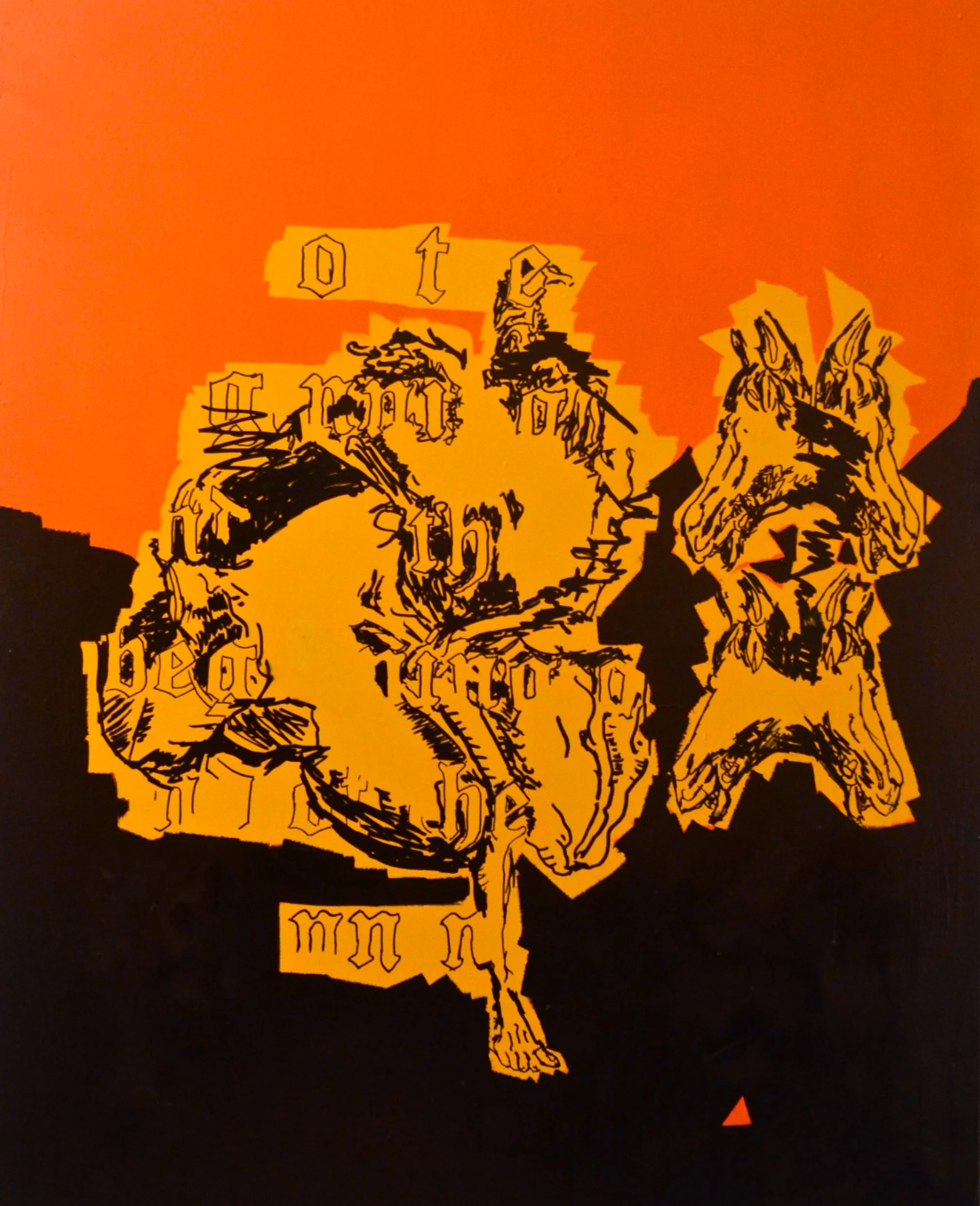 the beginning of the end of the beginning in orange - 150cmx120cm - Acrylic paint and alcohol ink on canvas - 2017