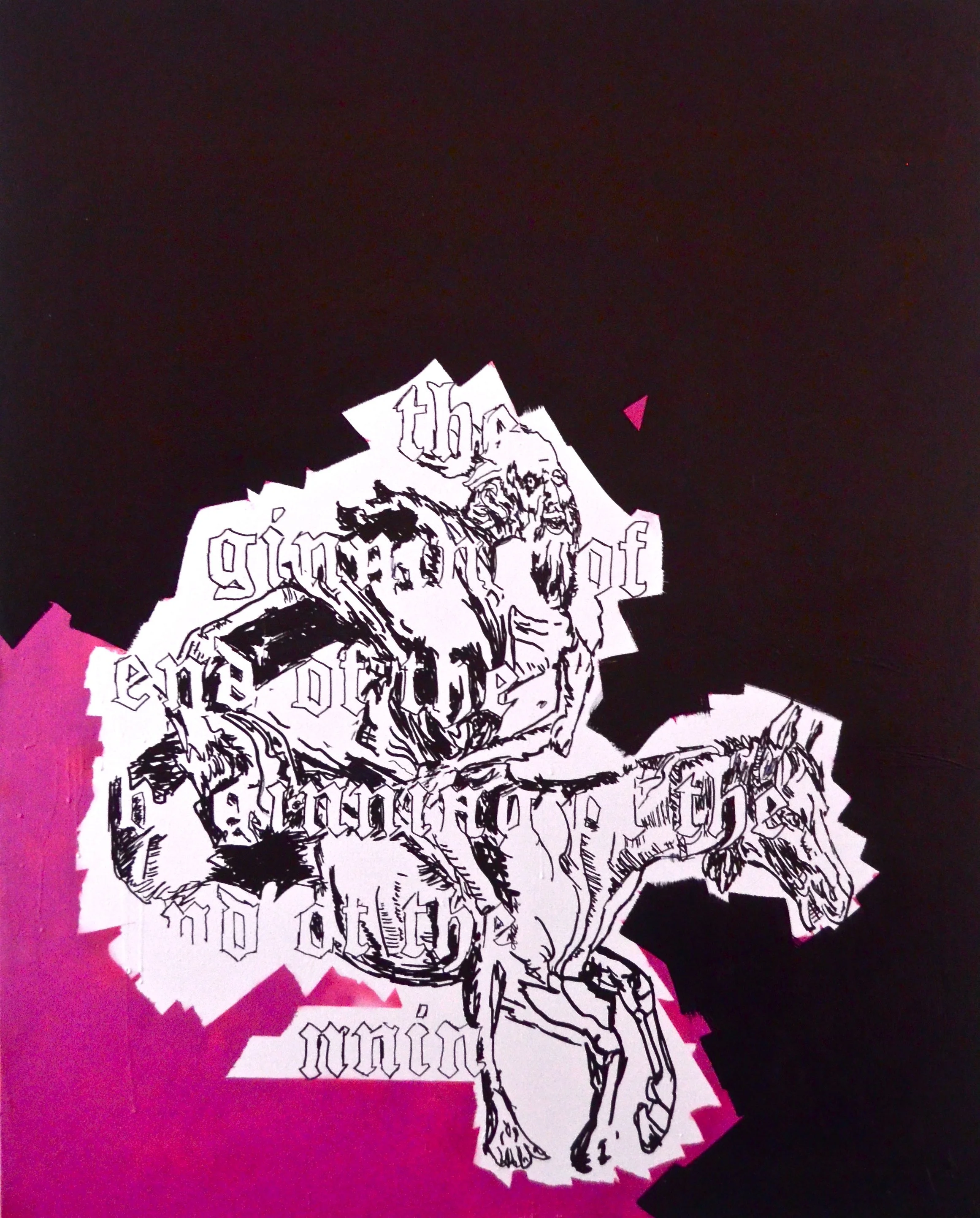 the beginning of the end of the beginning in pink - 150cmx120cm - Acrylic paint and alcohol ink on canvas - 2017
