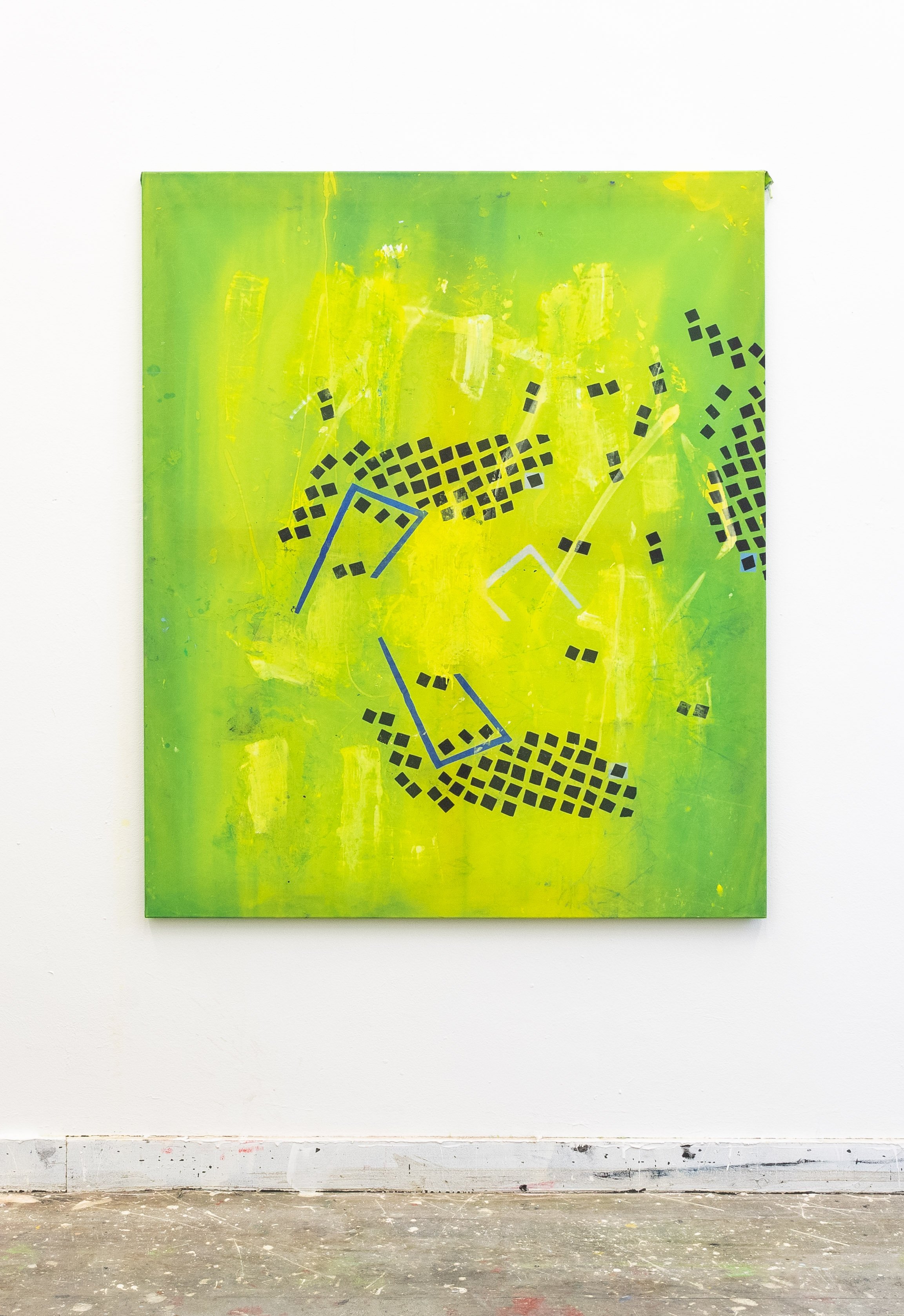 Don't shoot the messenger​ (swing low swingby) - 150mx125cm  - acrylic paint on printed flags​ - 2022