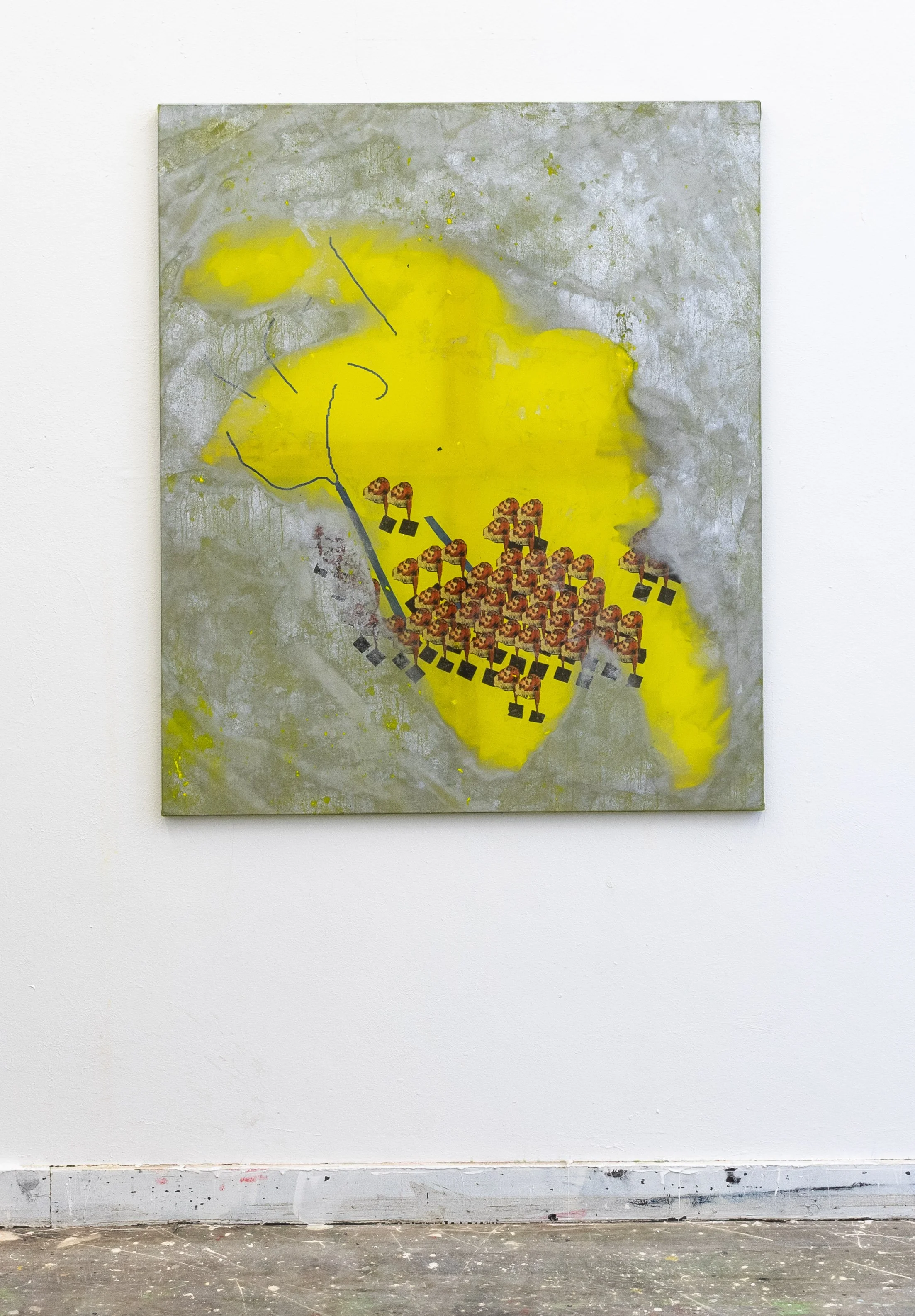 Don't shoot the messenger​ (the comet is coming)​ - 130cmx110cm  - acrylic paint on printed flag - 2022