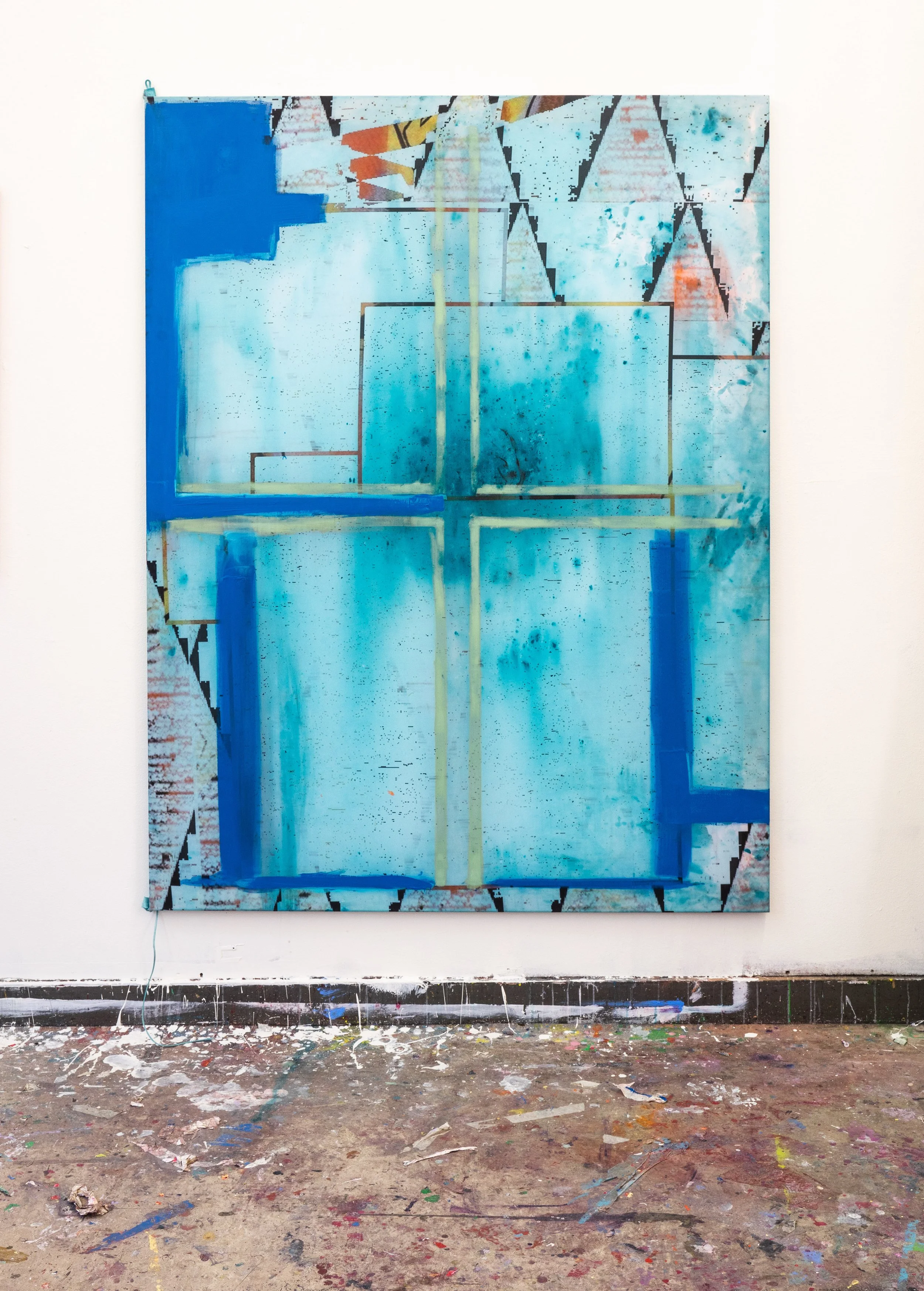 Clean air smells funny- 190cmx 145cm - acrylic paint on printed fabric - 2021