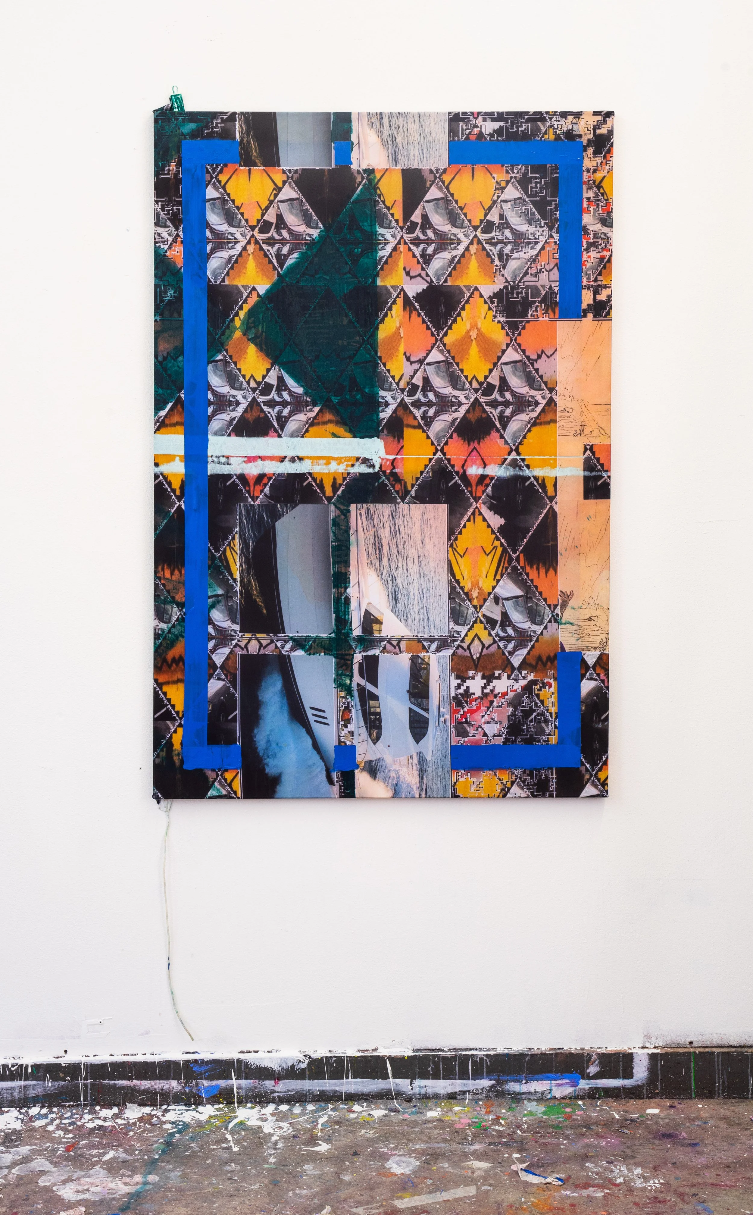 A harp is a nude piano - 150cmx 120cm - acrylic paint on printed fabric - 2021