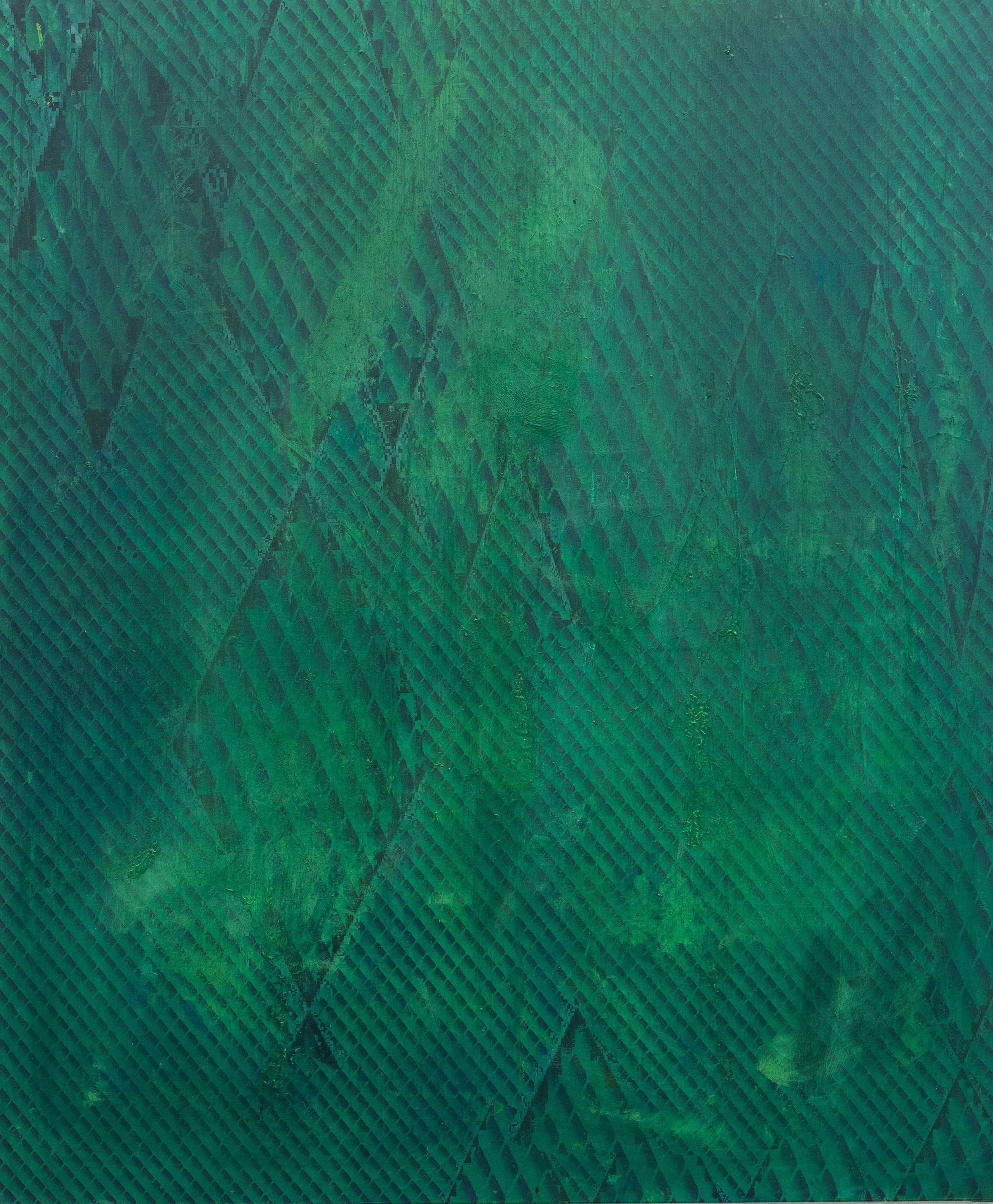 Don't shoot the messenger​ - 180cmx150cm  - acrylic paint on printed flags​ - 2022