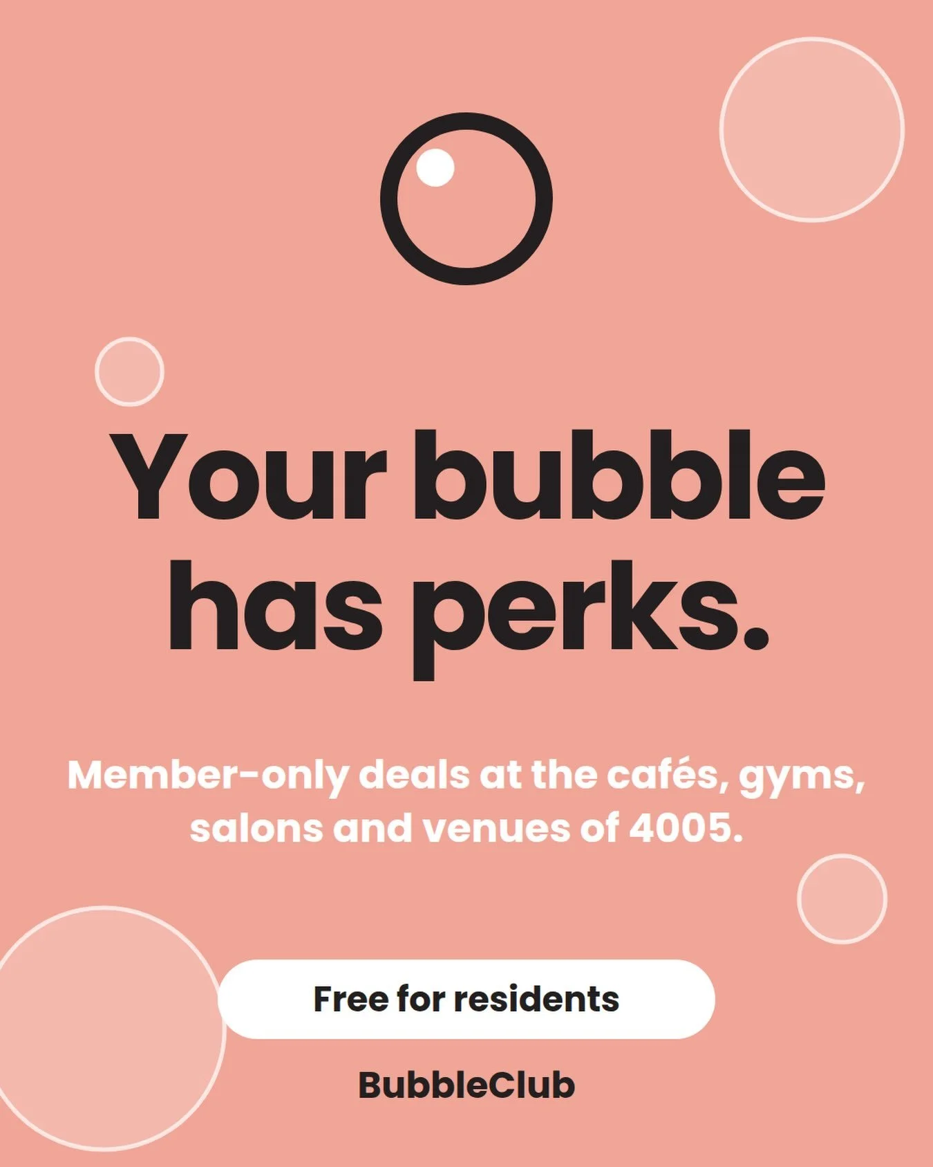 Something&rsquo;s brewing in the bubble 🫧

BubbleClub is coming to Teneriffe &amp; New Farm: member-only deals and experiences at the caf&eacute;s, gyms, salons, studios and venues on your doorstep. Free for 4005 residents.

Follow along so you&rsqu