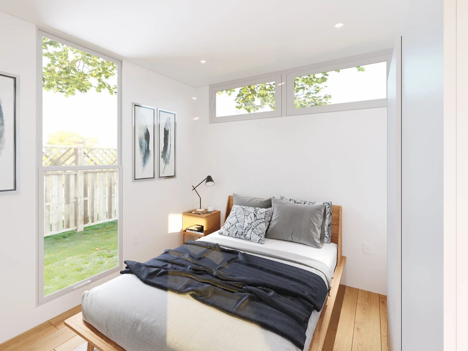 ADU bedroom with garden view