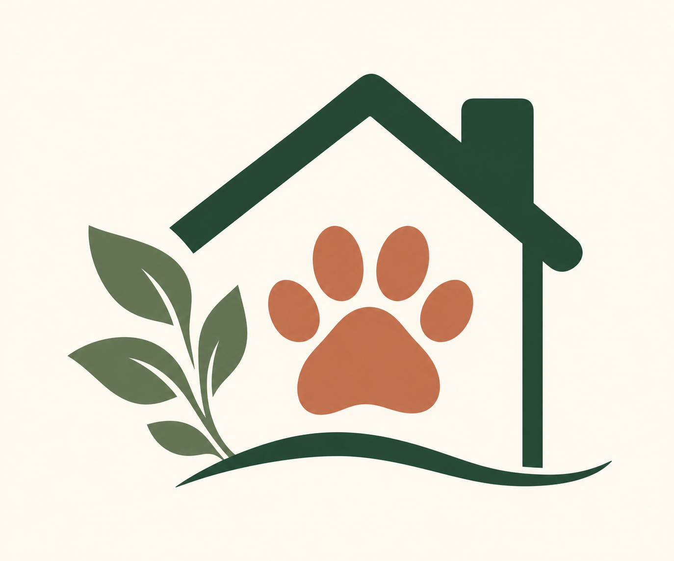 house and paw print representing veterinary care in the comfort of the pet's home