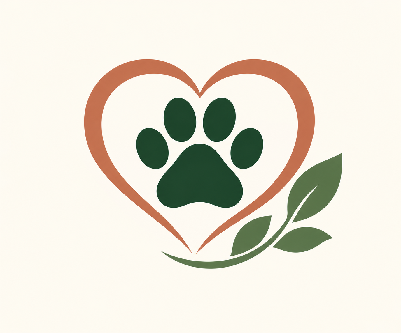 paw print inside a heart representing personalised and attentive vetericary care.