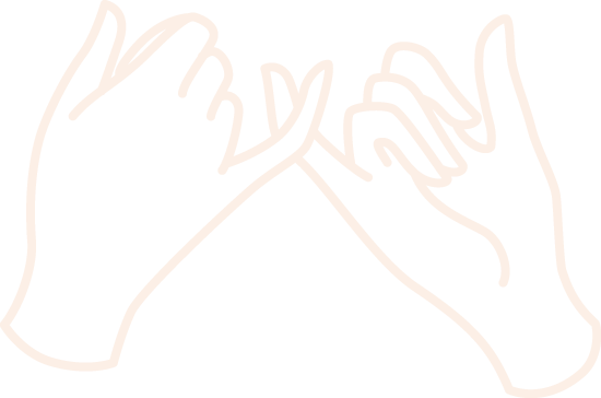 Minimalist outline of two hands clasping or holding each other